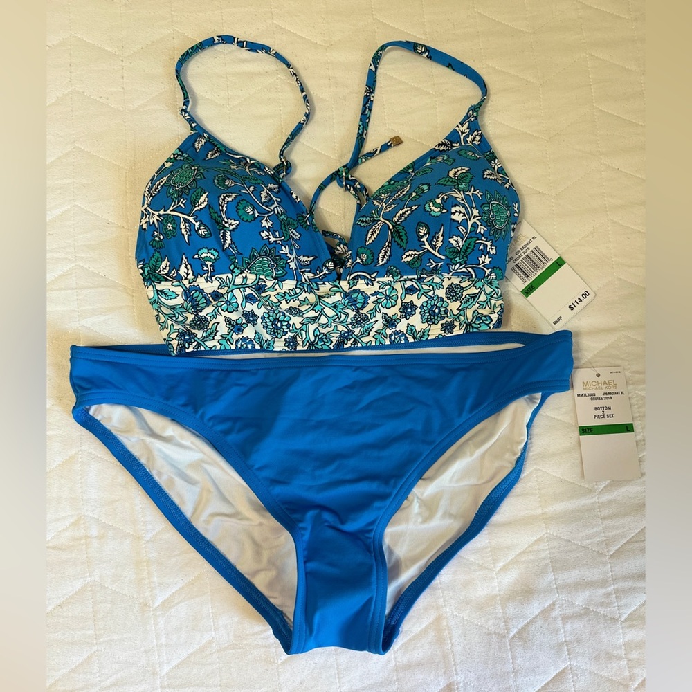 MICHAEL Michael Kors Blue and White Floral Bikini